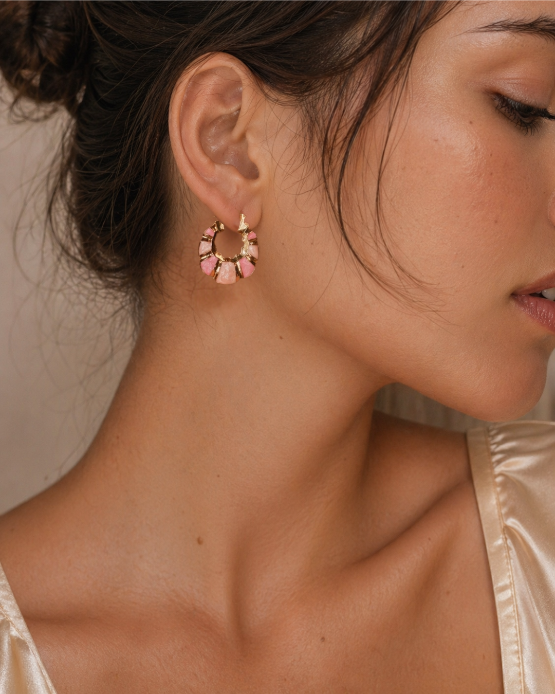 Blush Mosaic Hoop Earrings
