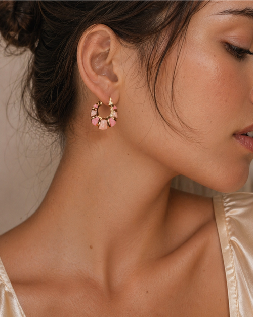 Blush Mosaic Hoop Earrings