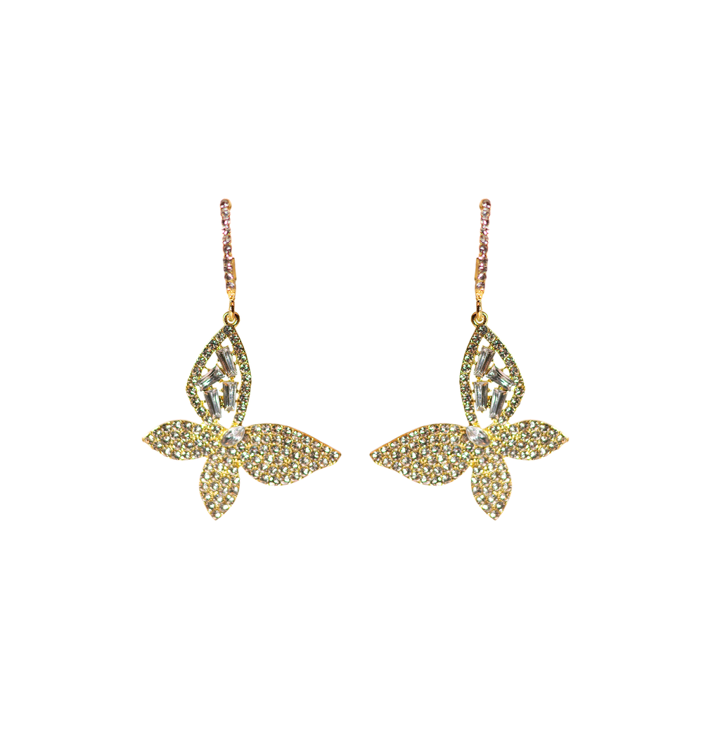 Crystal Butterfly Drop Earrings