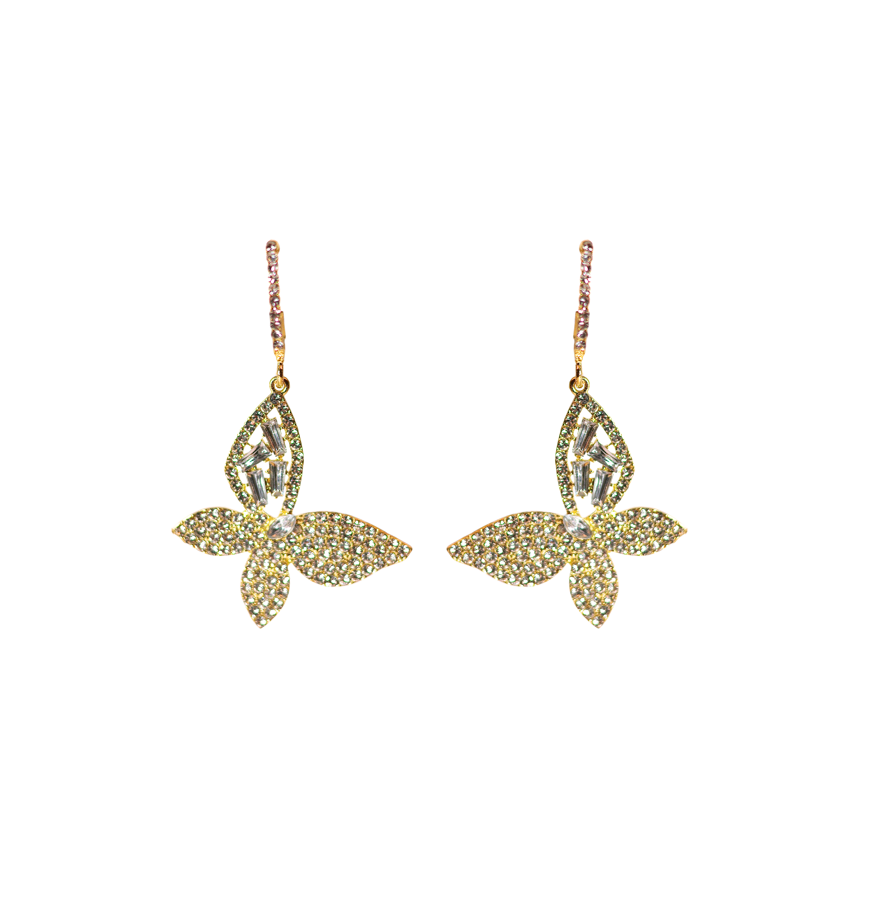 Crystal Butterfly Drop Earrings