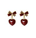 Bow Heart Drop Earrings