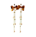 Golden Bow Tassel Earrings