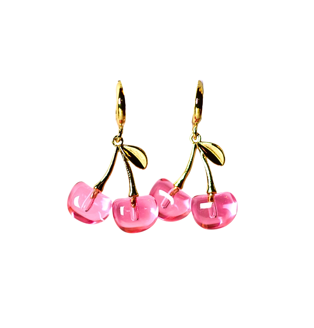 Pink Cherry Drop Earrings