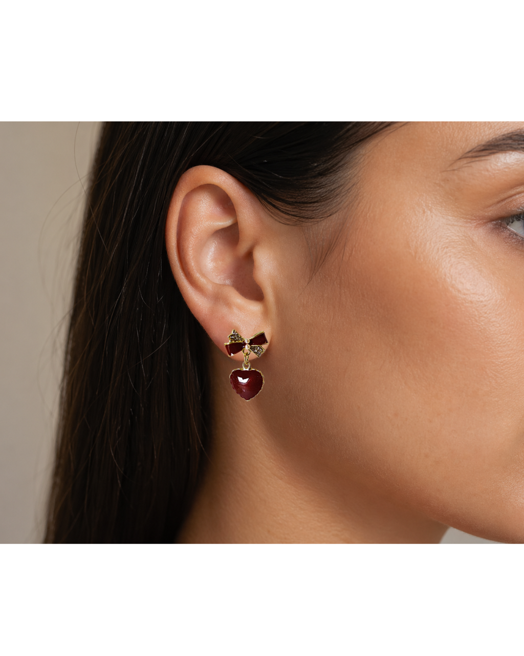 Bow Heart Drop Earrings