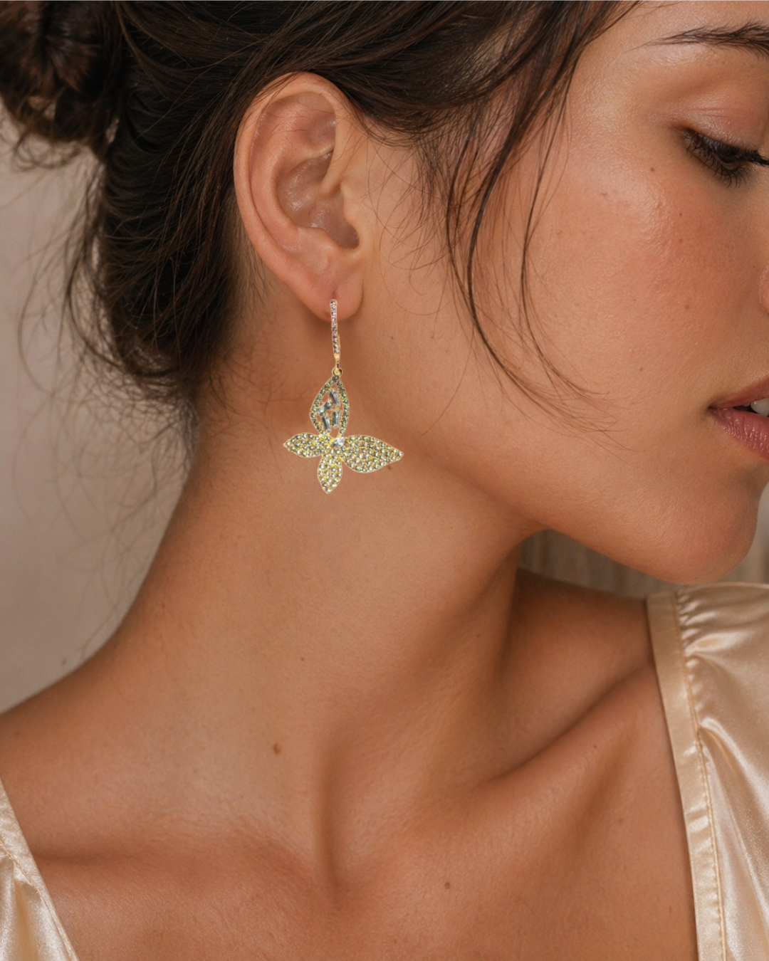 Crystal Butterfly Drop Earrings